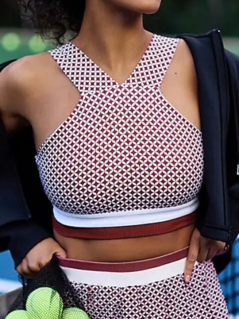 Beach Riot Anthropologie Adina Crop Top Rust Brown White Halter Neck Size L